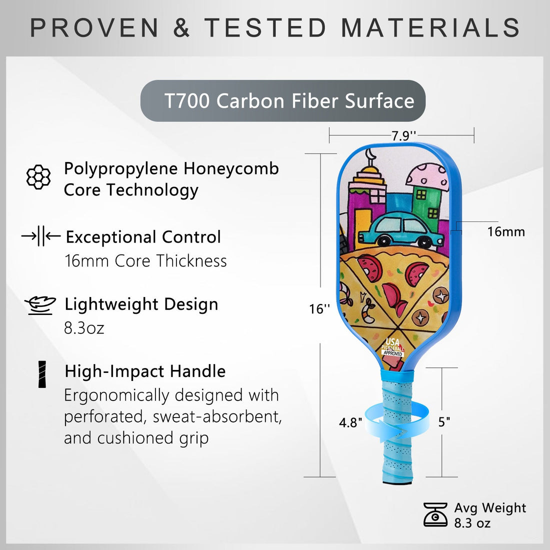 Original Paddle (16mm) T700 Sandblasted Carbon Fiber-Whimsical Whack