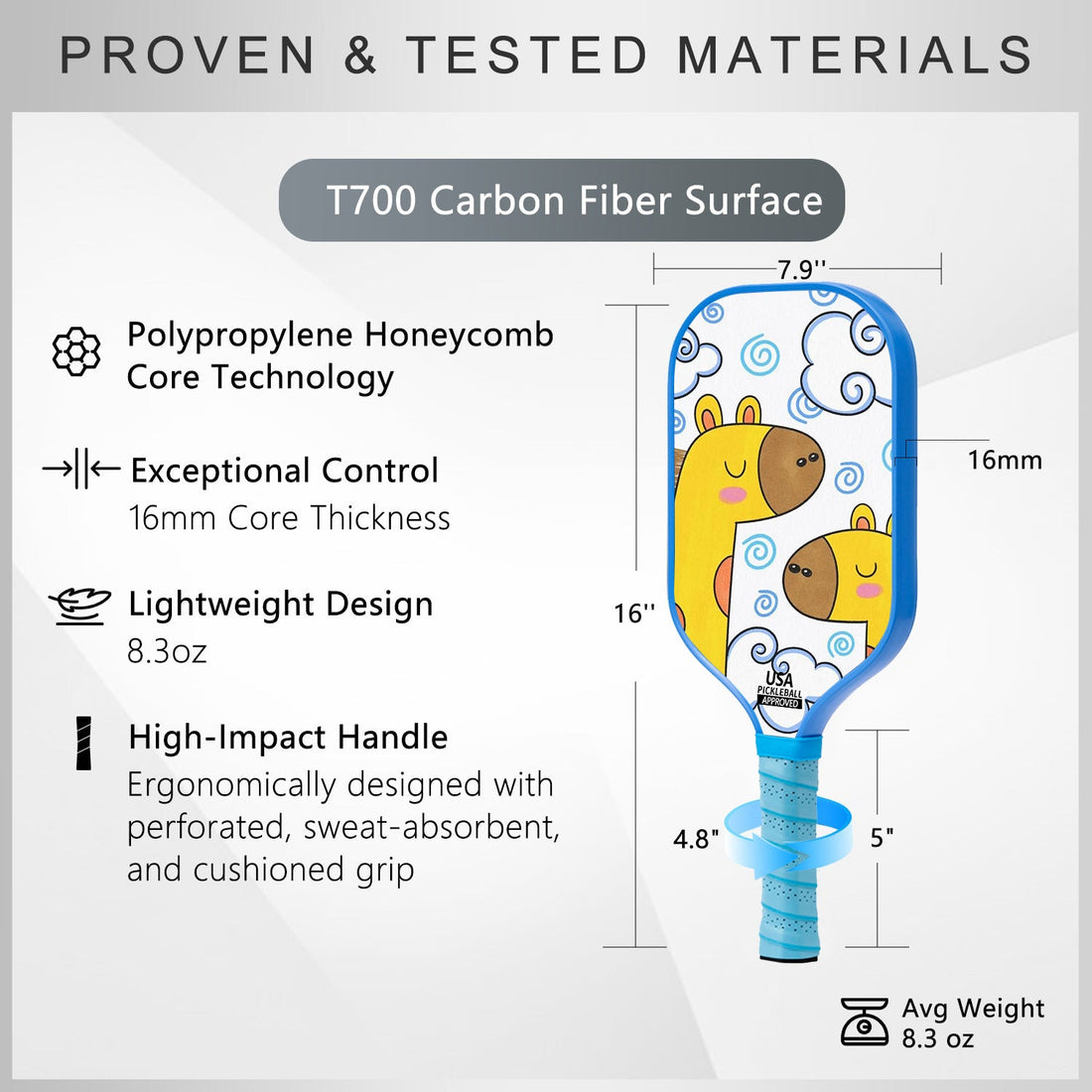 Original Paddle (16mm) T700 Sandblasted Carbon Fiber-Cheerful Canvas Paddle