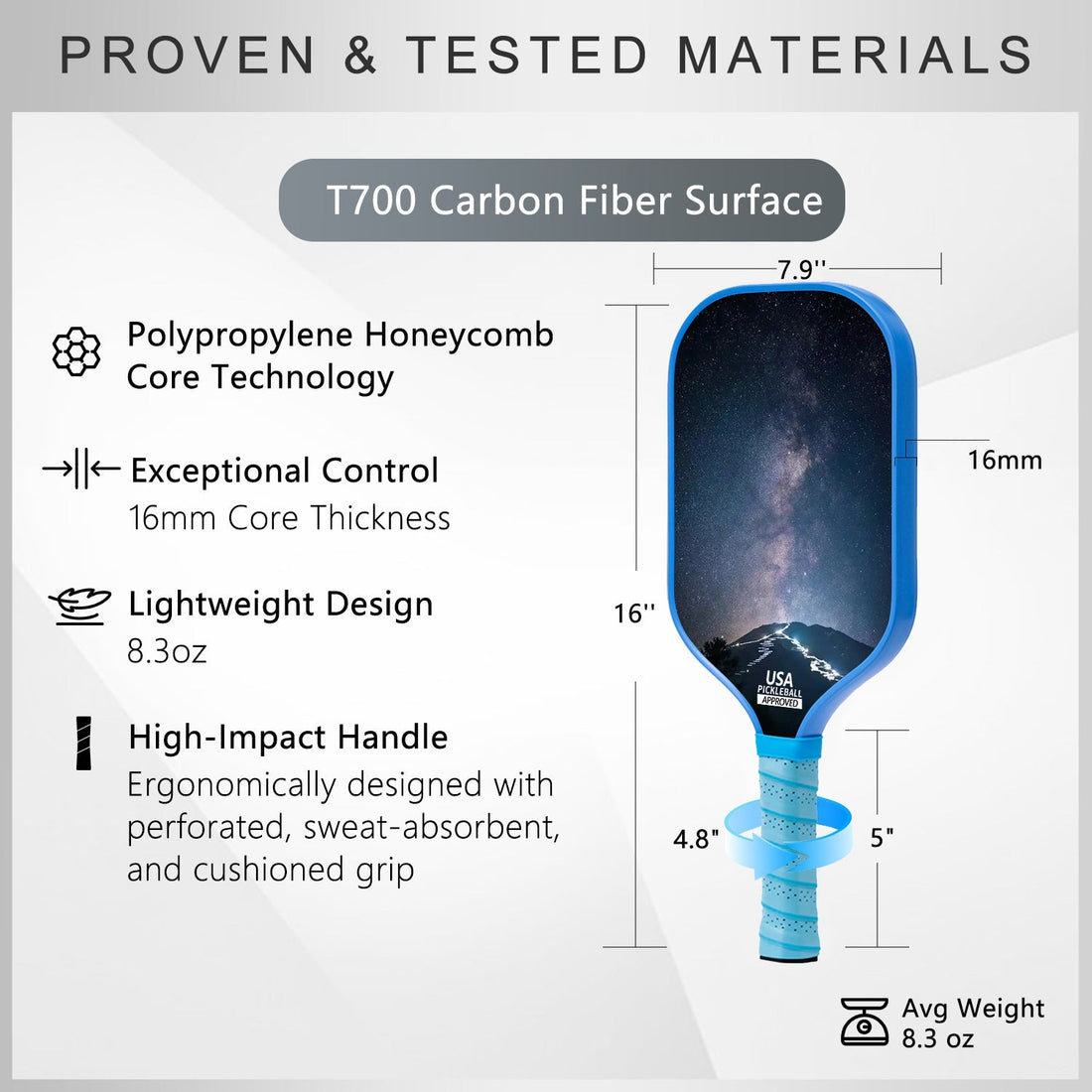 Original Paddle (16mm) T700 Sandblasted Carbon Fiber-Interstellar Impact Paddle