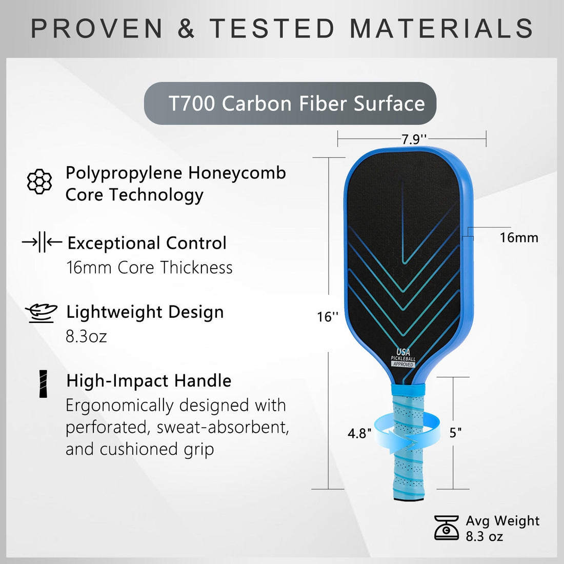 Original Paddle (16mm) T700 Sandblasted Carbon Fiber-Fractal Dreams