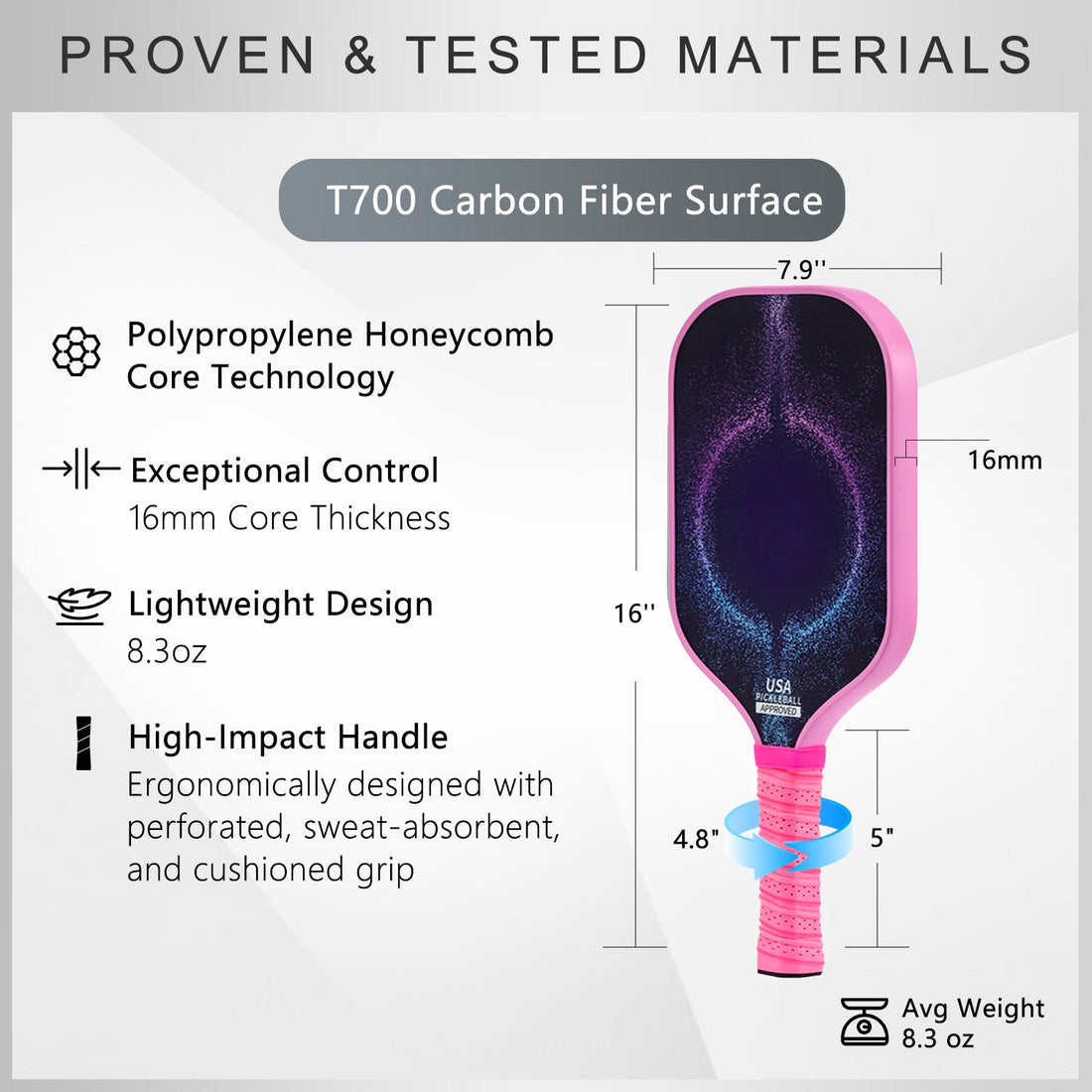 Original Paddle (16mm) T700 Sandblasted Carbon Fiber-Colorful Chaos