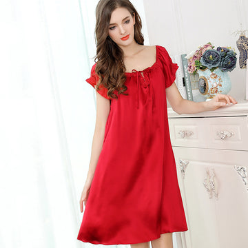 Relaxed Fit Long Silk Dress/Nightgown