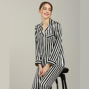 Stripe Luxurious Silk Pajamas Set 2Pcs