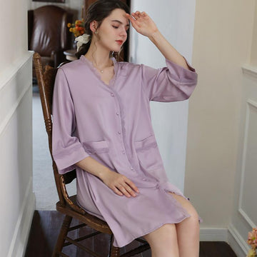 Oversized Shirt Dress Satin Loungewear