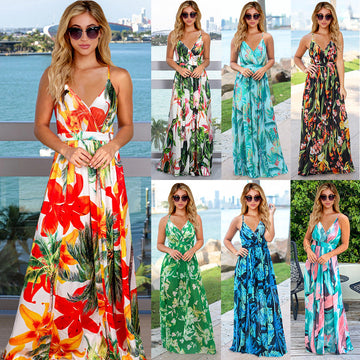 Floral Print Chiffon Cami Maxi Dress For Women