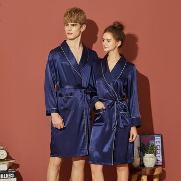 Couple Satin Belted Night Robe