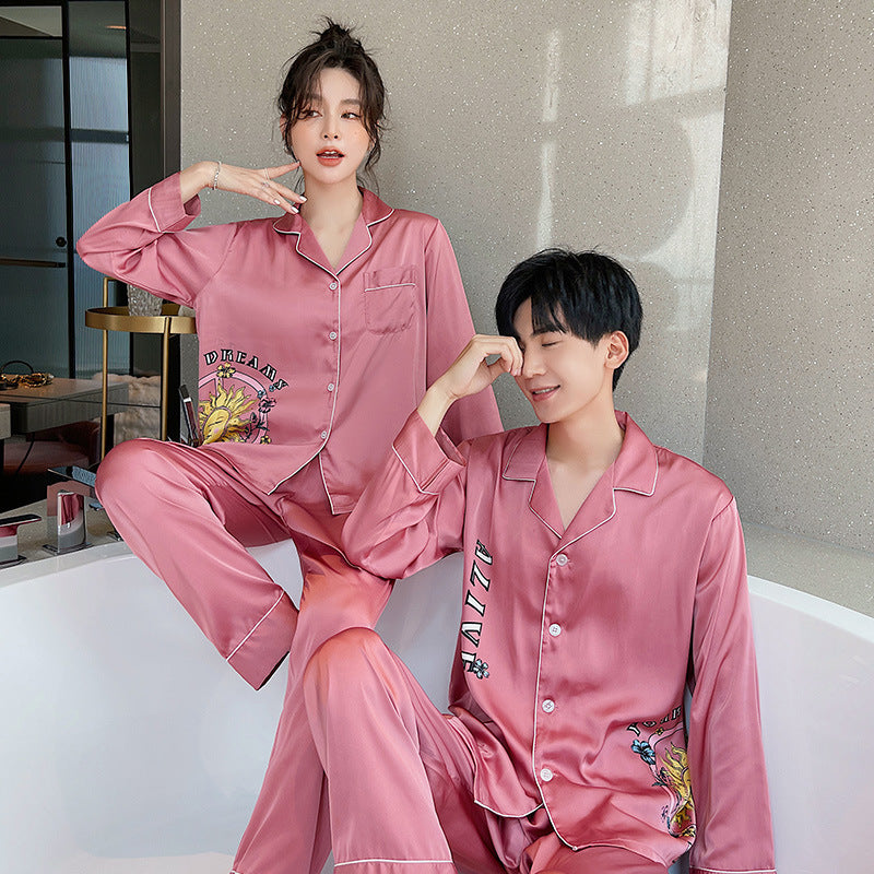 Sun Print Couple Satin PJ Set