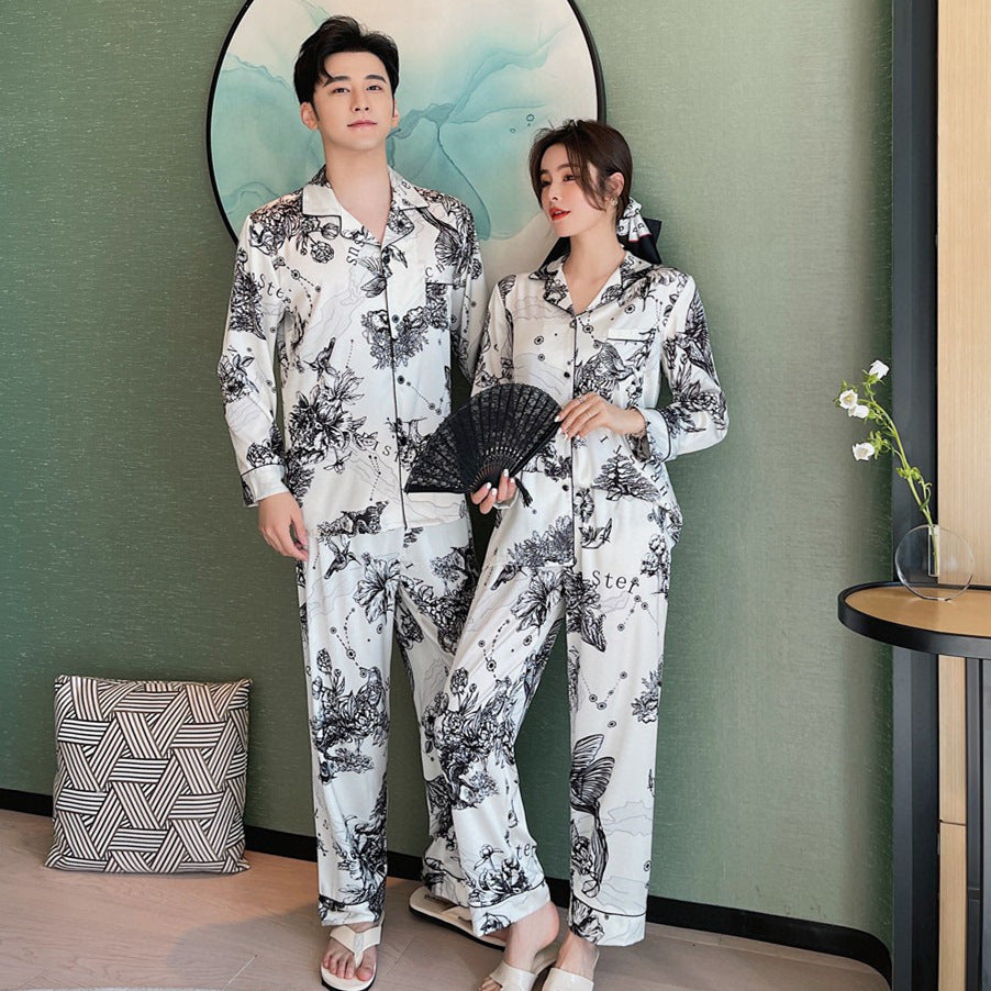 Couple Allover Print Satin PJ Set