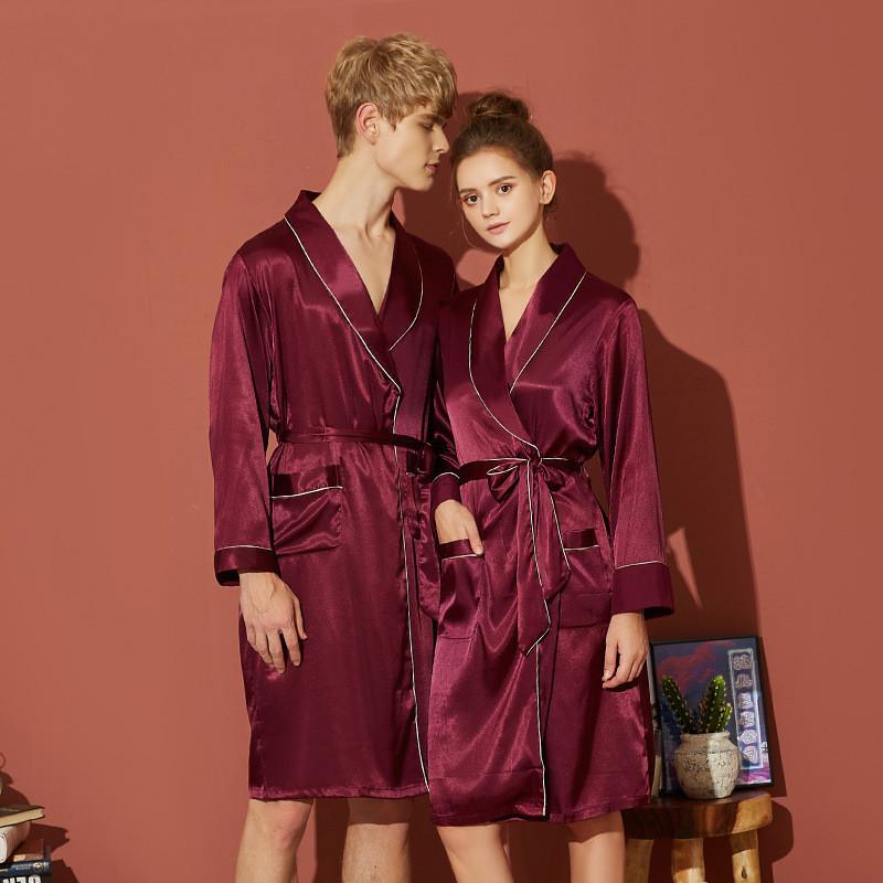 Couple Satin Belted Night Robe