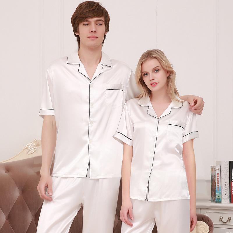 Silky Couple Short Sleeve Pajama Set