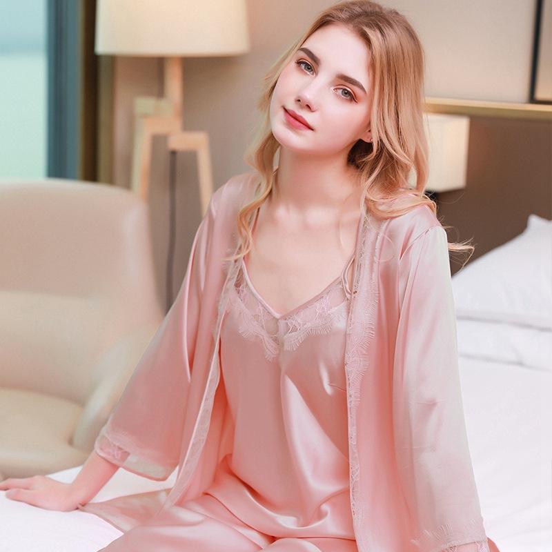 3pcs Women's Satin Top & Pants & Robes