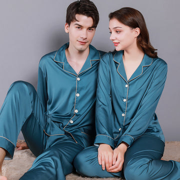 Silky Satin Couple Pajamas Set