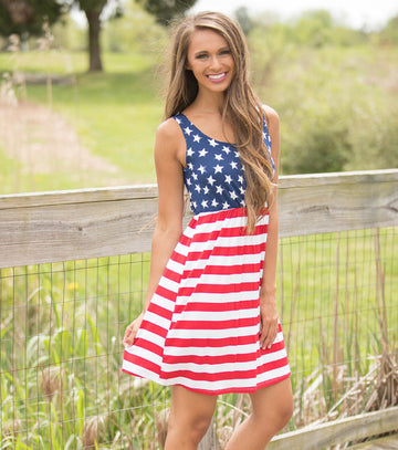 Women 4th Of July Short Dress