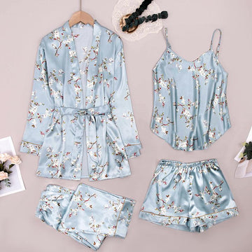 Print Belted Robe & Solid Cami & Solid Cami Dress & Shorts & Pants