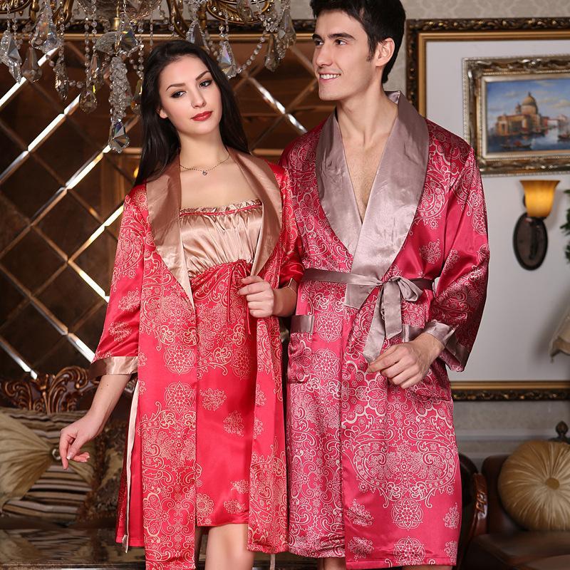 Couple Satin Belted Nightdree and Robe