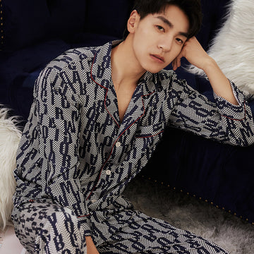 Men Allover Print Satin Pajamas