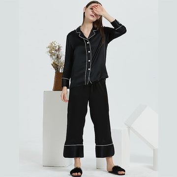 Long Classic 100% Silk Pajama Set