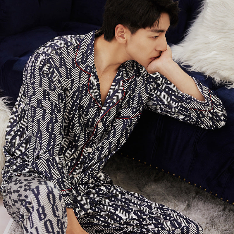 Men Allover Print Satin Pajamas