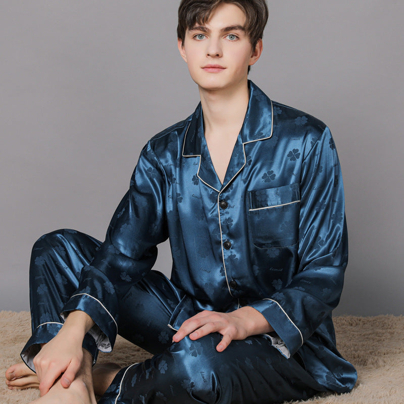 Floral Print Satin Men's Pajamas Set