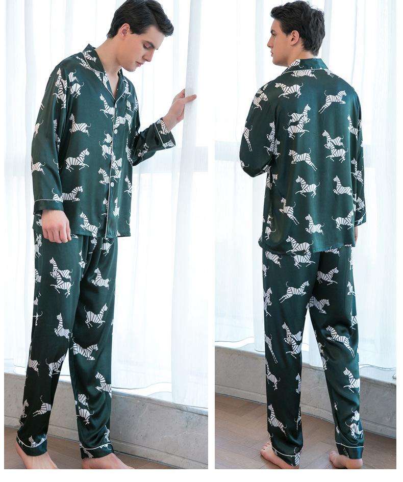 Turquoise Piped Satin Men Pajama Set