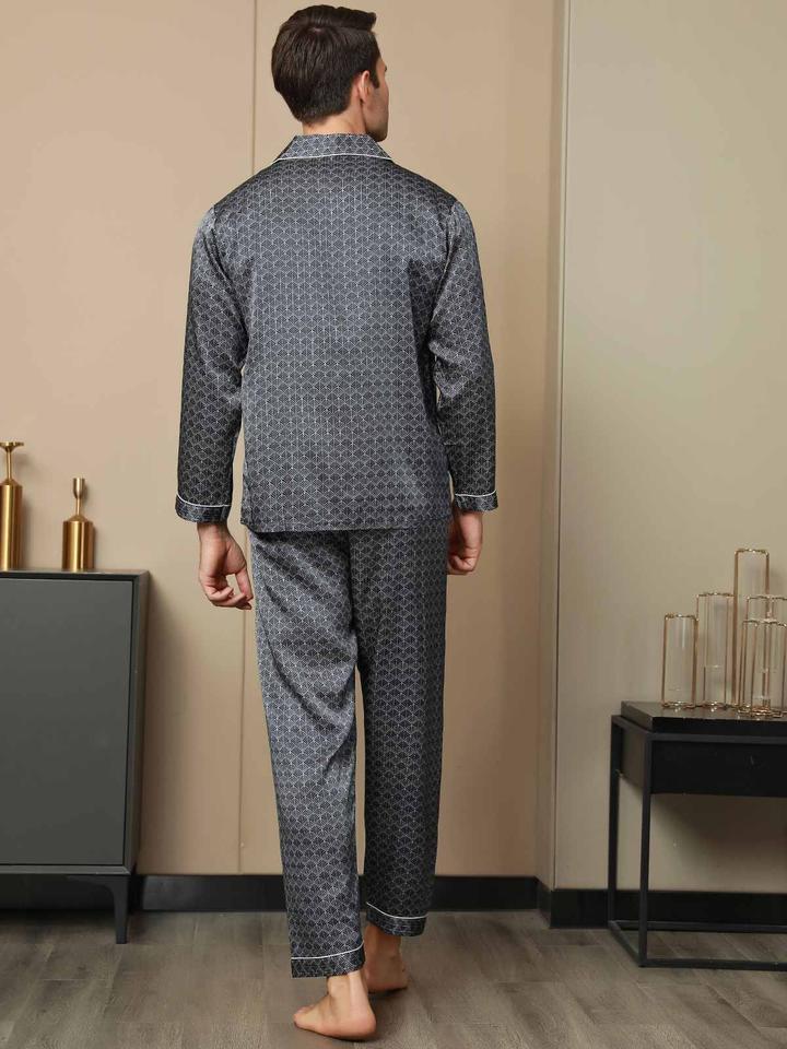 Luxurious Silk Men's Printed Pajama Set