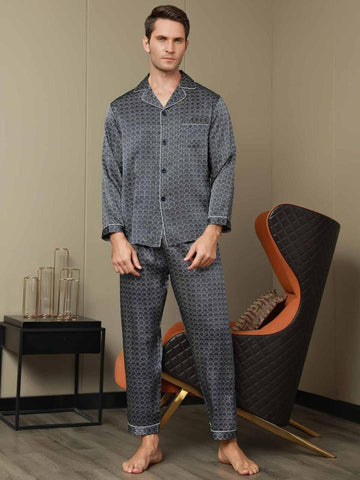 Luxurious Silk Men's Printed Pajama Set