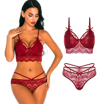 Women Embroidered Push Up Lace Lingerie Set 3834