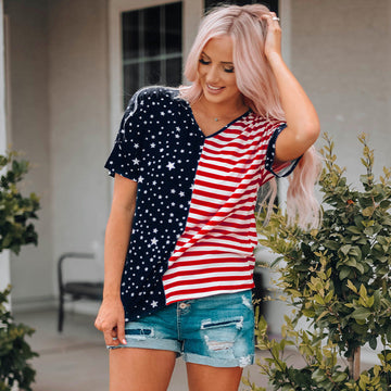 Women American Flag Print Blouse