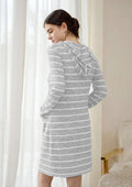 HSIA HSIA Brushed Hoodie Striped Sleepshirt