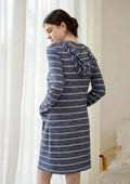 HSIA HSIA Brushed Hoodie Striped Sleepshirt