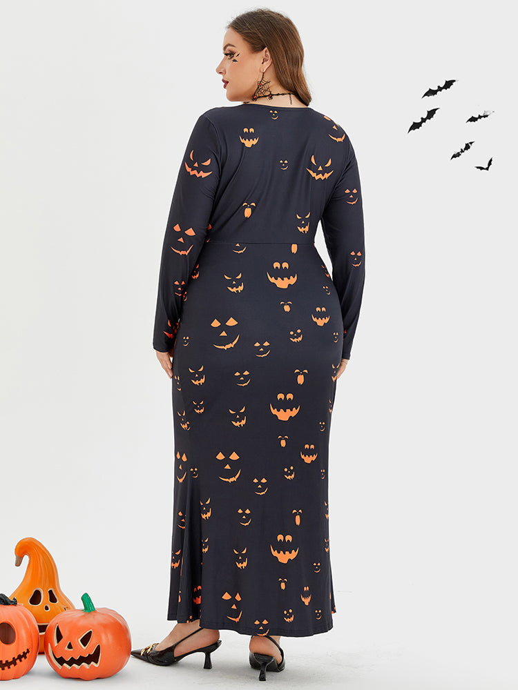 Halloween Print Mermaid Hem Maxi Dress