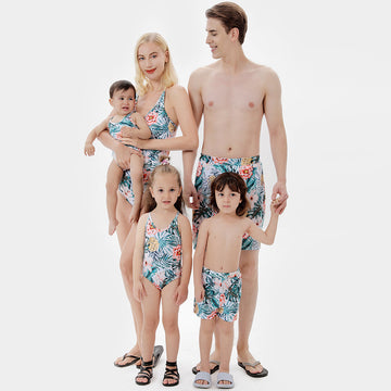 Family Matching Swimsuit Allover Floral Print One-piece Swimsuit