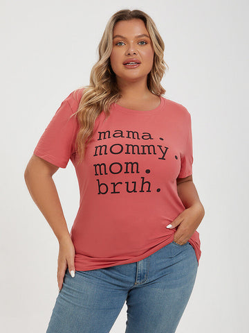 Plus Red Mama Mommy Mom Bruh Graphic Tee