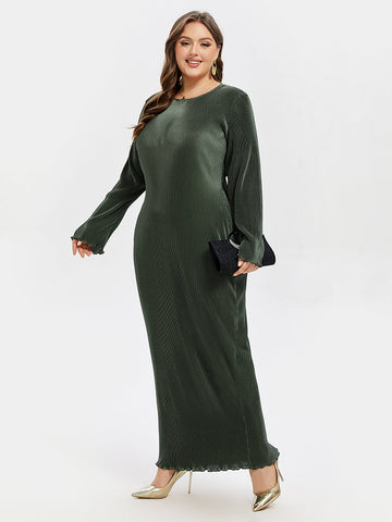 Solid Round Neck Maxi Dress