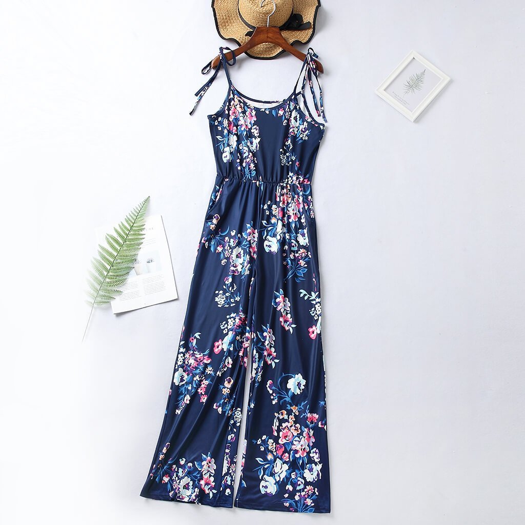 Self Tie Floral Sleeveless Matching Jumpsuits (2531426336852)