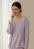 HSIA HSIA Knit Long Sleeve Pajama Set Top / XS / Purple