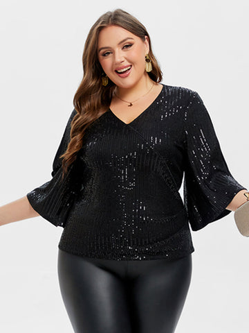 Sequin Cold Shoulder Blouse