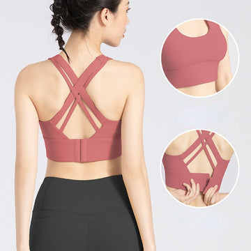 Women Cross Shoulder Straps High-strength Shock-Absorbing Sports Bra MTJWXK0101