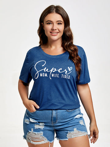 Plus Super Mom WIfe Tired Graphic Tee