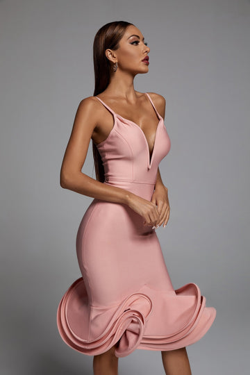 Strappy Fishtail Midi Bandage Dress