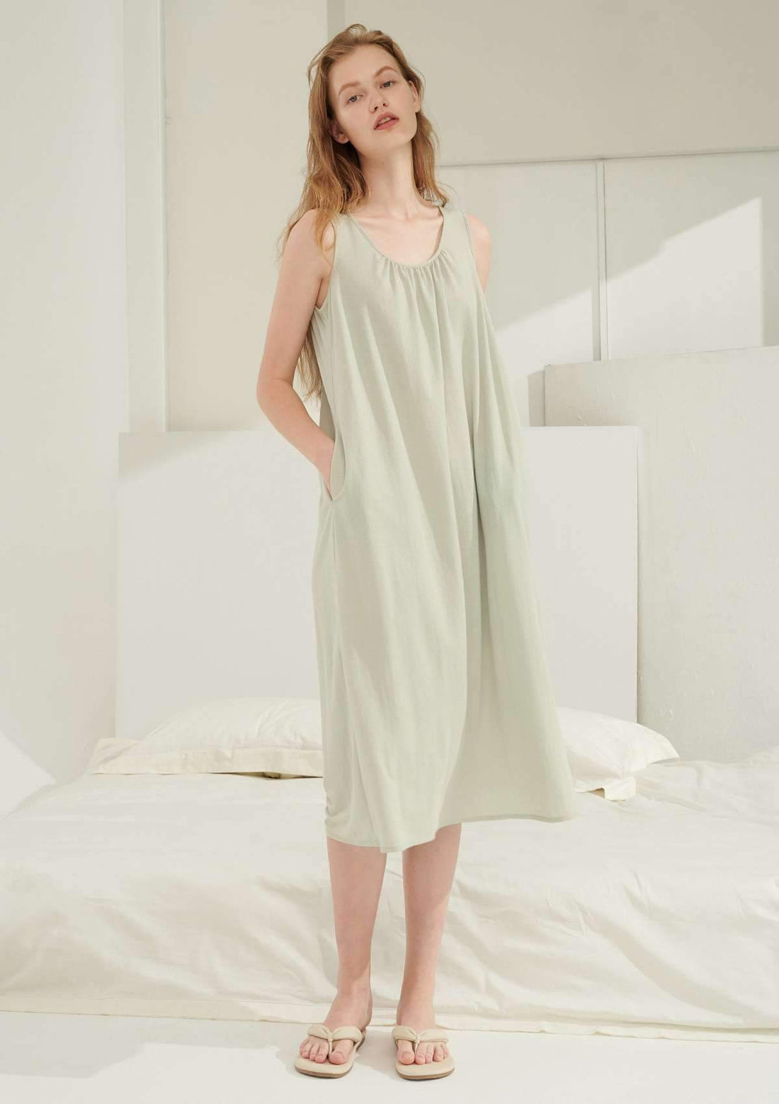 HSIA HSIA Deep U Sleeveless Sleepwear Dress