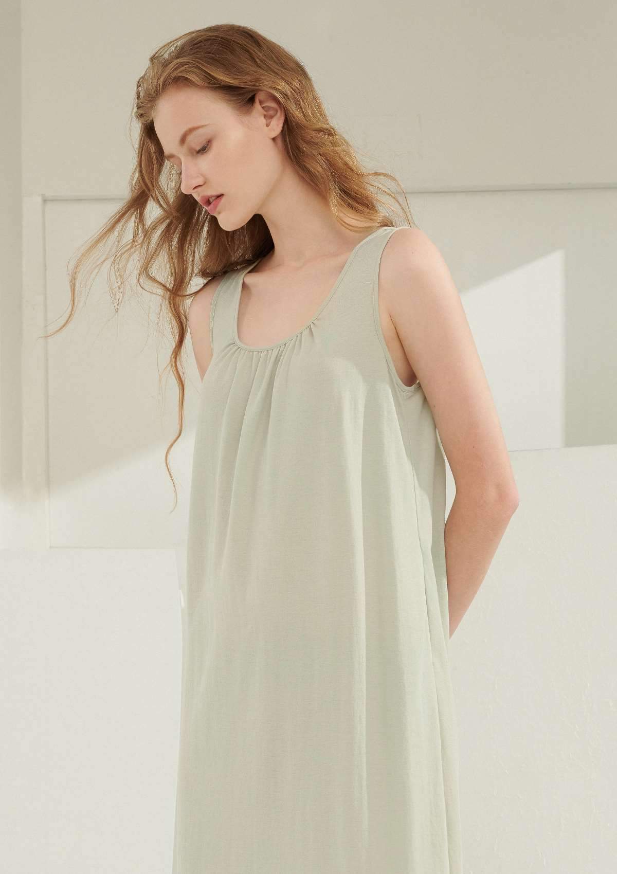 HSIA HSIA Deep U Sleeveless Sleepwear Dress