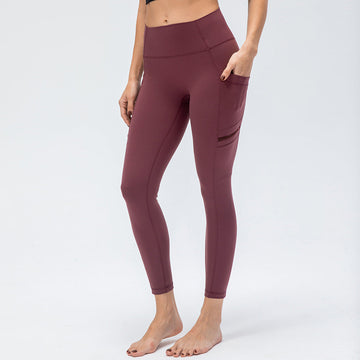 Women Nude Tight Double Sided Brushed Yoga Pants Quick Dry Running Fitness Leggings 12369