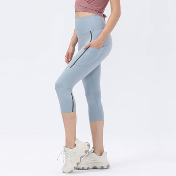 Women Hip Lift Yoga Cropped Pants 3/4 Leggings with Pockets C2960