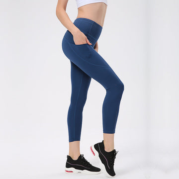 Women Moisture Wicking High-Waisted Hip-Lifting 7/8 Leggings with Pockets C2913