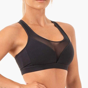 Women Breathable Black High Elastic Mesh Tight Sports Bra Yoga Fitness Running Underwear RD601