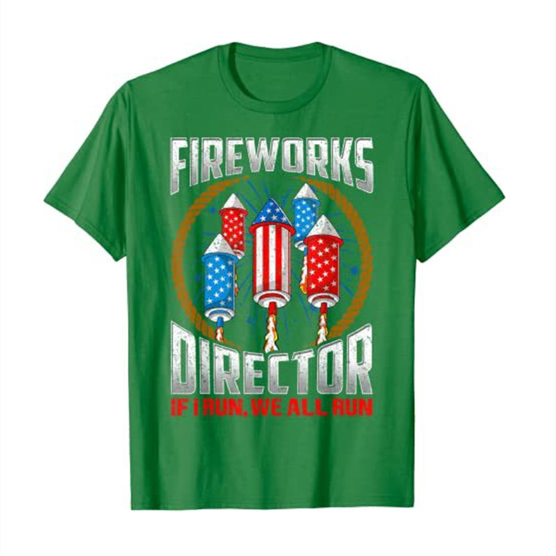 4th of July Women/Men Fireworks Director Printed Short Sleeve T-Shirt L8388-A33-