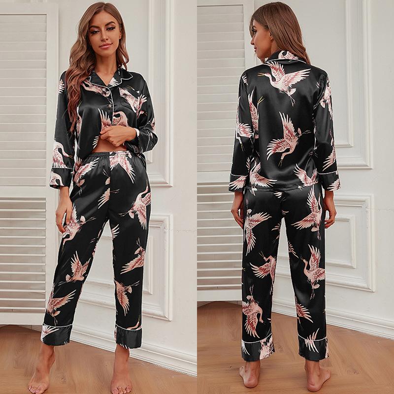 Women Feihe Print Satin PJ Set