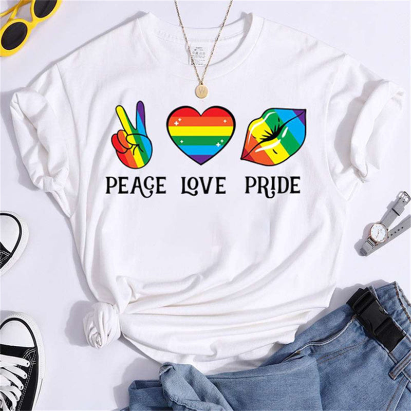 Women T-shirts Clothes LGBT Peace Love Pride Graphic T-Shirt