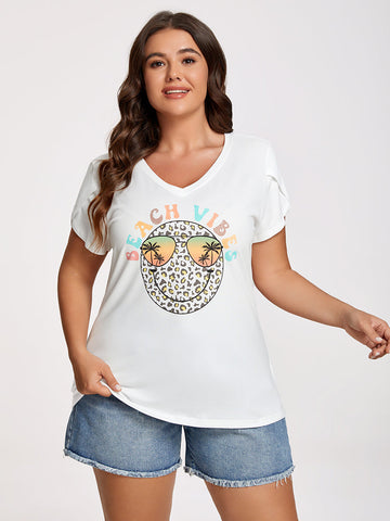 Plus White Beach Vibes Graphic Tee